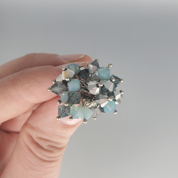 Swarovski Shades of Blue Beaded Ring - Picture 5 of 10